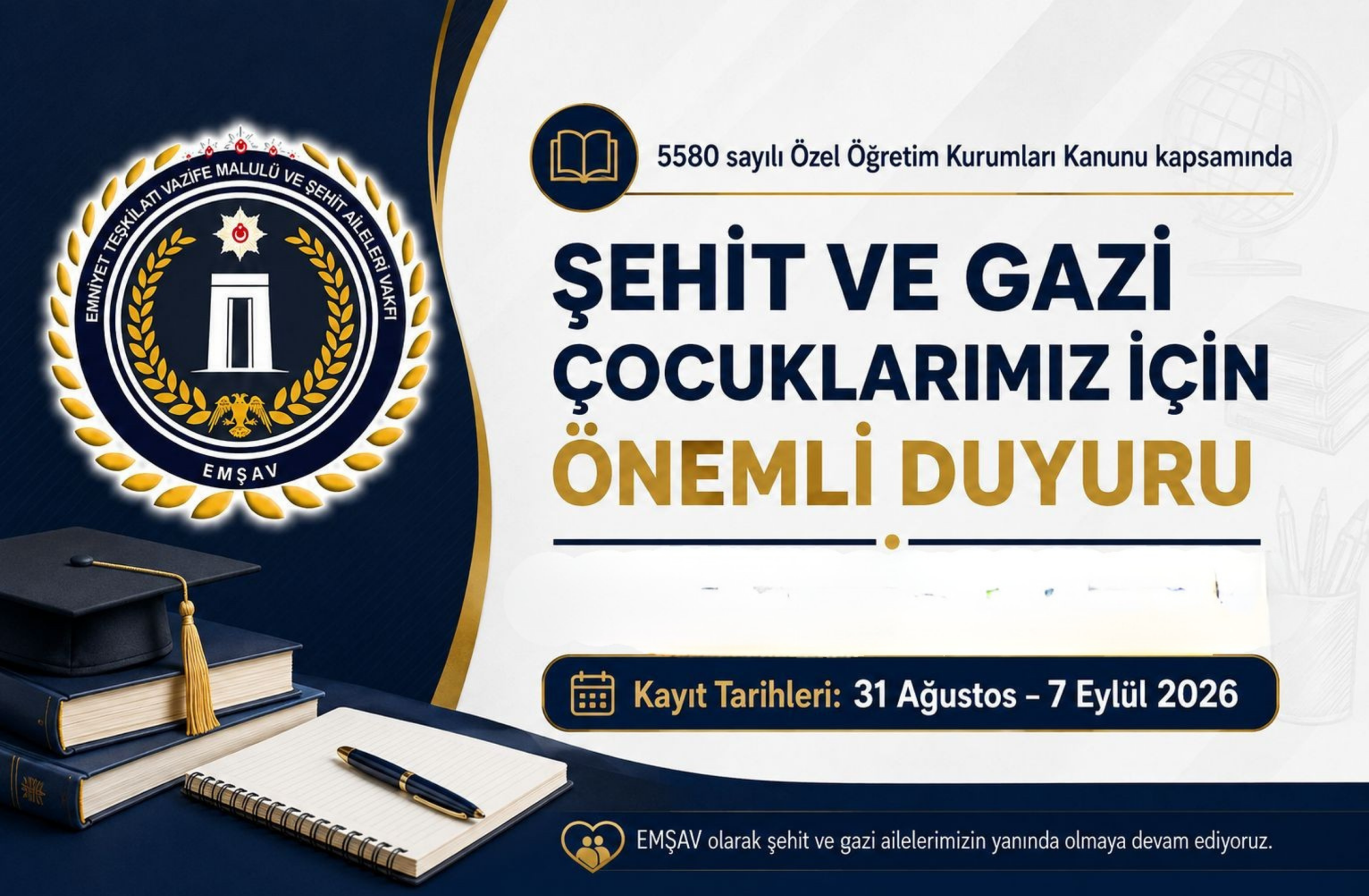Şehit ve Gazi Çocuklarımız için Önemli Duyuru